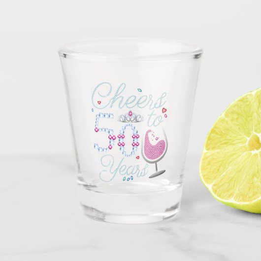 Cheers tot 50 jaar 50e verjaardag shot glas (Voorkant)