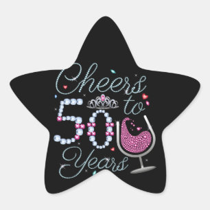 Cheers tot 50 jaar 50e verjaardag Star Sticke Ster Sticker