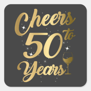 Cheers tot 50 jaar 50e verjaardag vierkante sticker