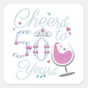 Cheers tot 50 jaar 50e verjaardag vierkante sticker