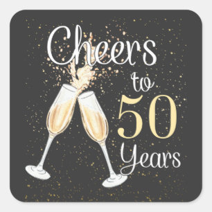 Cheers tot 50 jaar 50e verjaardag vierkante sticker