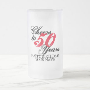 Cheers tot 50 jaar aangepast 50e verjaardag cadeau matglas bierpul