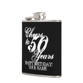 Cheers tot 50 jaar aangepast cadeauschip 50th Birt Heupfles (Links)