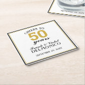 Cheers tot 50 jaar bruiloft Jubileum Gold Kartonnen Onderzetters (Schuin)