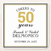Cheers tot 50 jaar bruiloft Jubileum Gold Kartonnen Onderzetters (Voorkant)