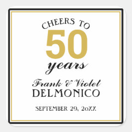Cheers tot 50 jaar bruiloft Jubileum Gold Vierkante Sticker