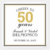 Cheers tot 50 jaar bruiloft Jubileum Gold Vierkante Sticker (Voorkant)