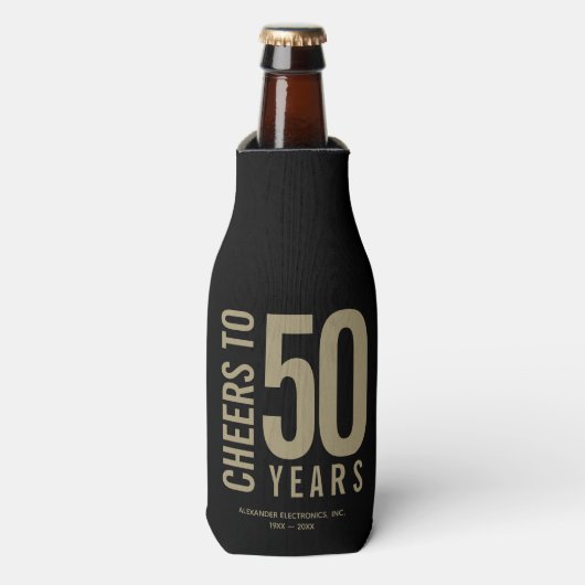 Cheers tot 50 jaar Business Jubileum Flesjeskoeler (Fles Voorkant)