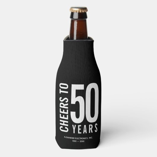Cheers tot 50 jaar Business Jubileum Flesjeskoeler (Fles Voorkant)