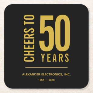 Cheers tot 50 jaar Business Jubileum Kartonnen Onderzetters