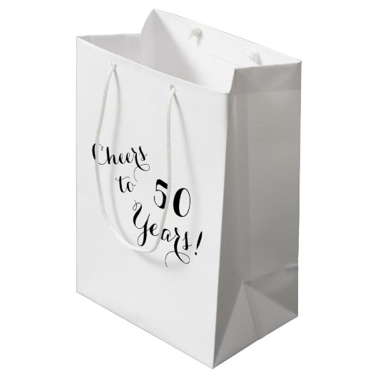 Cheers tot 50 jaar Gift Bag Medium Cadeauzakje (Voorkant Gekanteld)