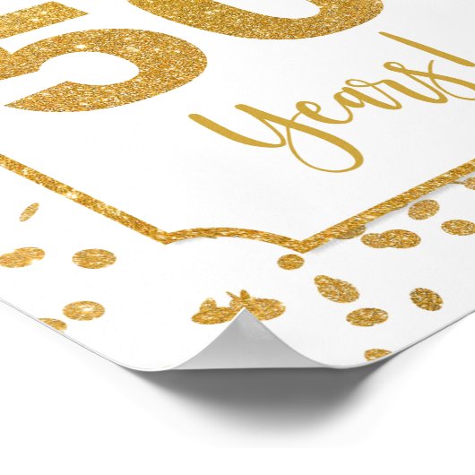 Cheers tot 50 jaar Gold Confetti Party Sign Poster (Hoek)