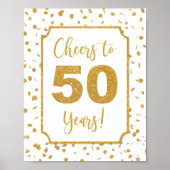 Cheers tot 50 jaar Gold Confetti Party Sign Poster (Voorkant)