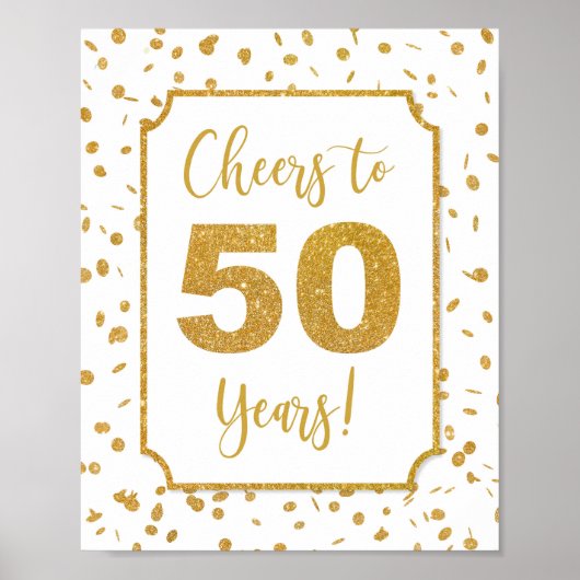 Cheers tot 50 jaar Gold Confetti Party Sign Poster (Voorkant)