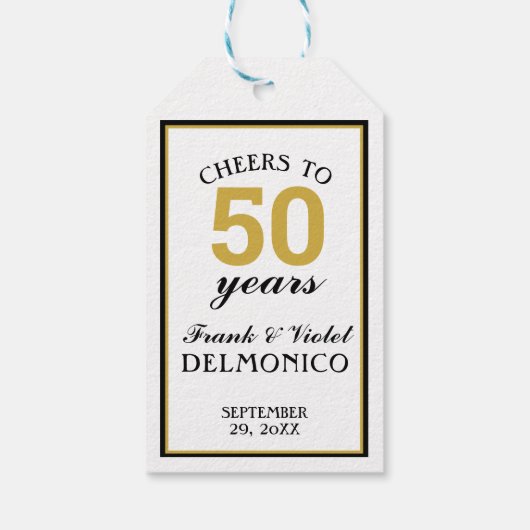 Cheers tot 50 jaar Golden Wedding Jubileum Cadeaulabel (Achterkant)