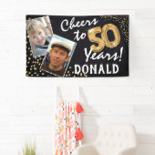 Cheers tot 50 jaar! Goudballonnen Foto's van afgel Spandoek (Insitu)