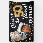 Cheers tot 50 jaar! Goudballonnen Foto's van afgel Spandoek (Verticaal)