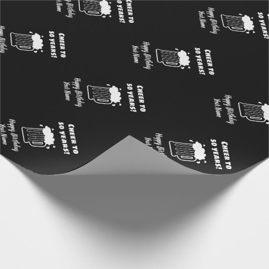 Cheers tot 50 jaar grappige 50ste verjaardag wense cadeaupapier (Hoek)