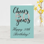 Cheers tot 50 jaar Happy Birthday 50th Kaart (Gele Bloem)