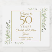 Cheers tot 50 jaar Jubileum Greenery Sparkling Wijnetiket (Enkel label)