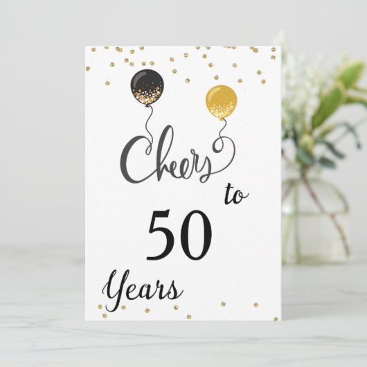 Cheers tot 50 jaar Jubileum Partij Kaart (Staand voorkant)