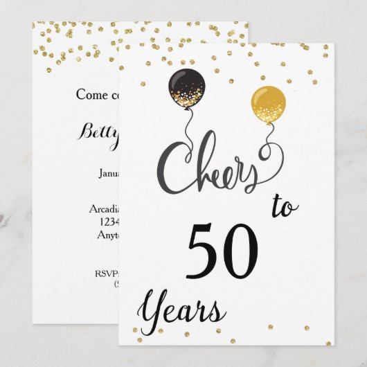 Cheers tot 50 jaar Jubileum Partij Kaart (Voorkant / Achterkant)