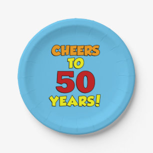 Cheers tot 50 jaar kleurrijke partij papieren bordje