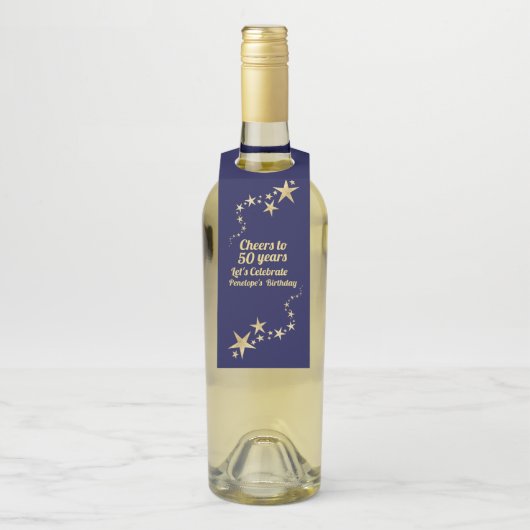 Cheers tot 50 jaar marinemacht en goudsterren flessenhanger (Op fles)