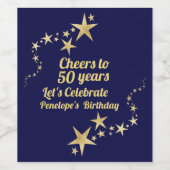 Cheers tot 50 jaar marinemacht en goudsterren wijn etiket (Enkel label)