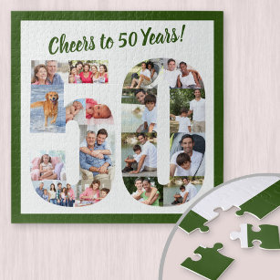 Cheers tot 50 jaar Nummer 50 Photo Collage Square Legpuzzel