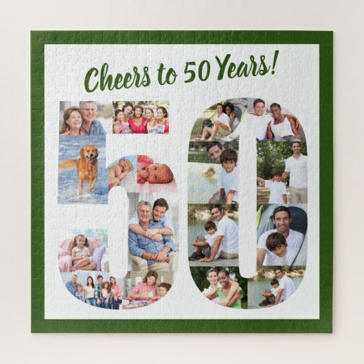 Cheers tot 50 jaar Nummer 50 Photo Collage Square Legpuzzel (Verticaal)