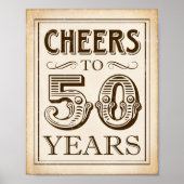  CHEERS TOT 50 JAAR Ondertekening afdrukken Poster (Voorkant)