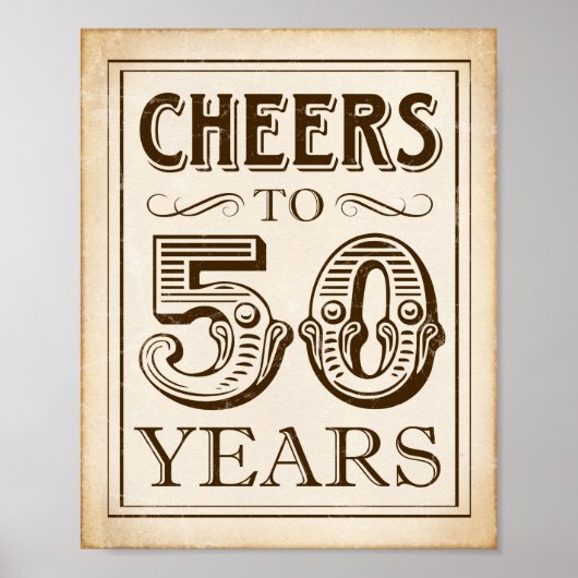  CHEERS TOT 50 JAAR Ondertekening afdrukken Poster (Voorkant)