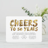 Cheers tot 50 jaar oud goud kaart (Staand voorkant)