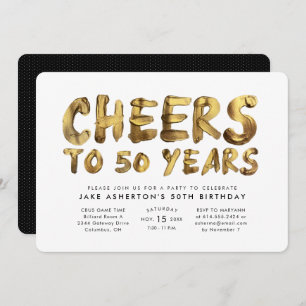 Cheers tot 50 jaar oud goud kaart