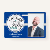 Cheers tot 50 jaar partij één foto blauw badge (Voorkant)