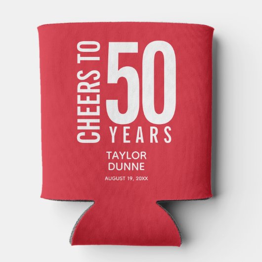 Cheers tot 50 jaar Rode verjaardag Blikjeskoeler (Achterkant)