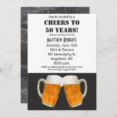 Cheers tot 50 jaar uitnodiging op 50e verjaardag (Voorkant / Achterkant)