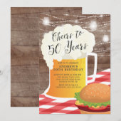 Cheers tot 50 jaar uitnodiging op 50e verjaardag (Voorkant / Achterkant)