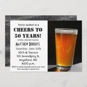 Cheers tot 50 jaar uitnodiging op 50e verjaardag