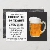 Cheers tot 50 jaar uitnodiging op 50e verjaardag (Voorkant / Achterkant)