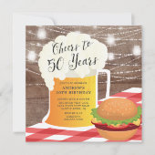 Cheers tot 50 jaar uitnodiging op verjaardag (Voorkant)