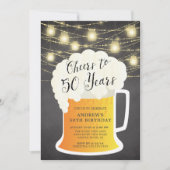 Cheers tot 50 jaar uitnodiging op verjaardag (Voorkant)