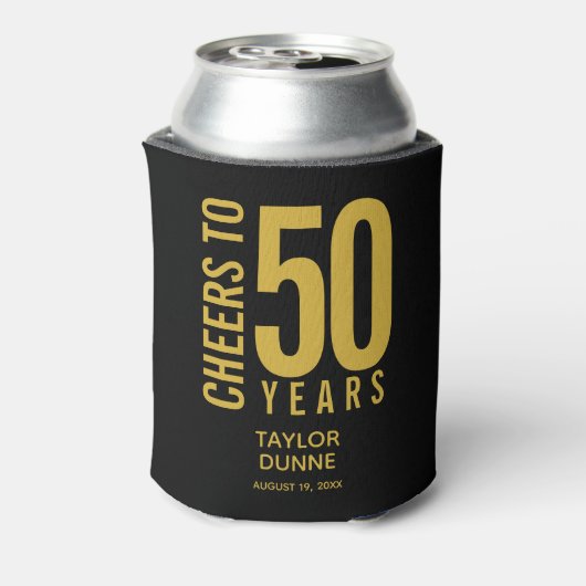 Cheers tot 50 jaar verjaardag viering blikjeskoeler (Blikje Achterkant)