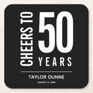 Cheers tot 50 jaar verjaardag viering kartonnen onderzetters