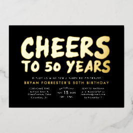Cheers tot 50 jaar vijftigste verjaardag folie uitnodiging