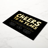 Cheers tot 50 jaar vijftigste verjaardag folie uitnodiging (Gedraaid)