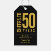 Cheers tot 50 jaar zwart en Gold Party Favor Cadeaulabel (Voorkant)