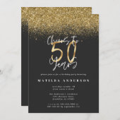 Cheers tot 50 jaar zwart en goudglitter modern (Voorkant / Achterkant)