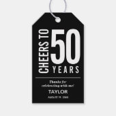 Cheers tot 50 jaar zwart feest cadeaulabel (Voorkant)